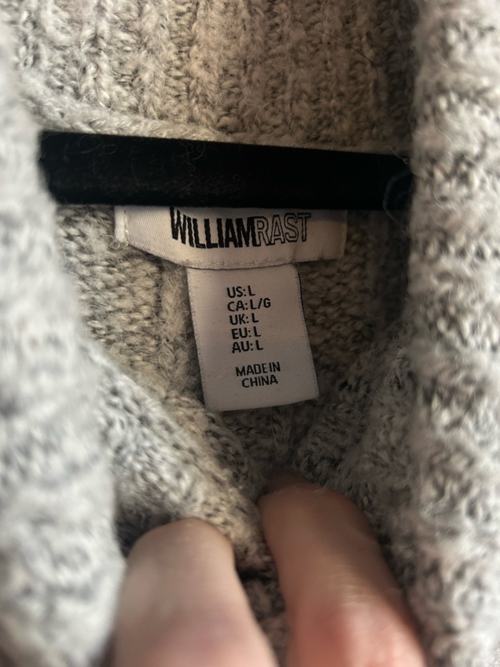 William Rast Light Gray Ribbed Cowl Neck Sweater - Picture 2 of 4